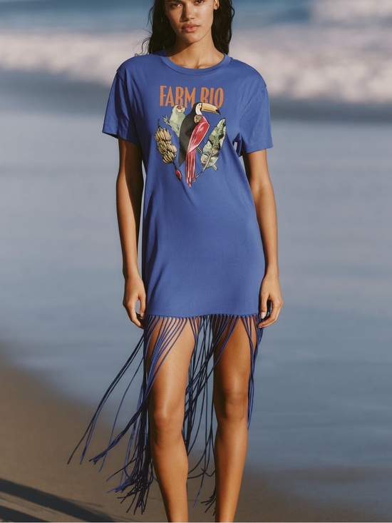 FARM Rio Dresses & Skirts - New FARM Rio x Anthropologie Fringe Tshirt Mini Dress